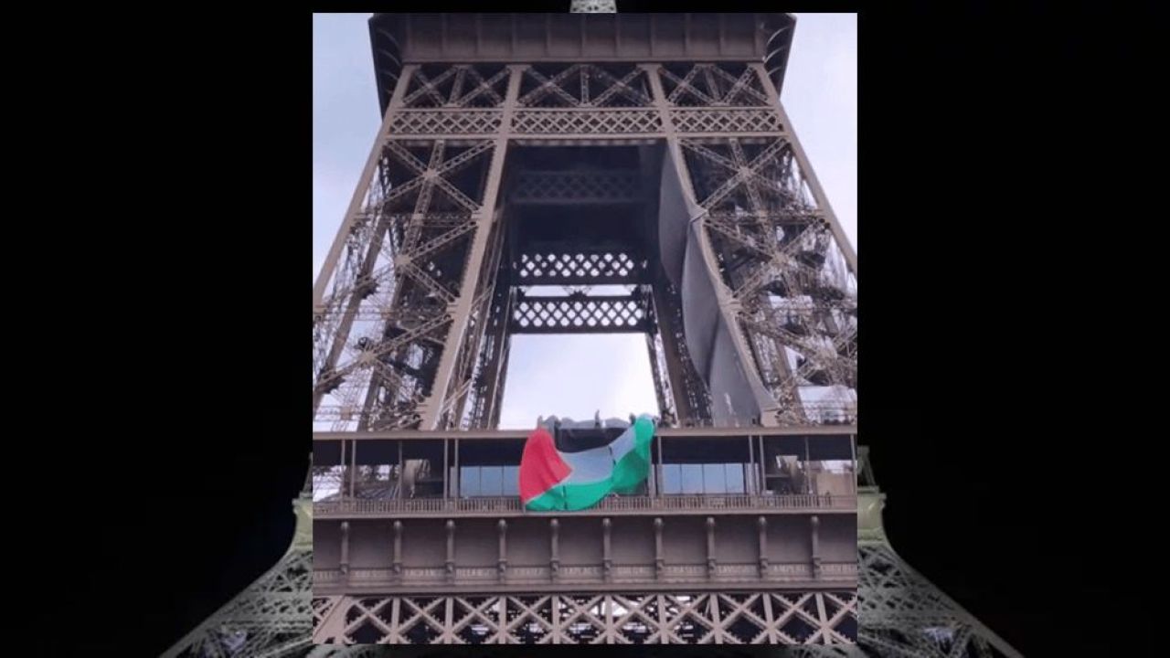 আইফেল টাওয়ারে ফিলিস্তিনি পতাকা ঝুলিয়ে আটক ছয়